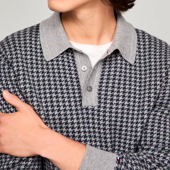 Tommy Hilfiger Herringbone Wool-Blend Polo Sweater MSRP $139
